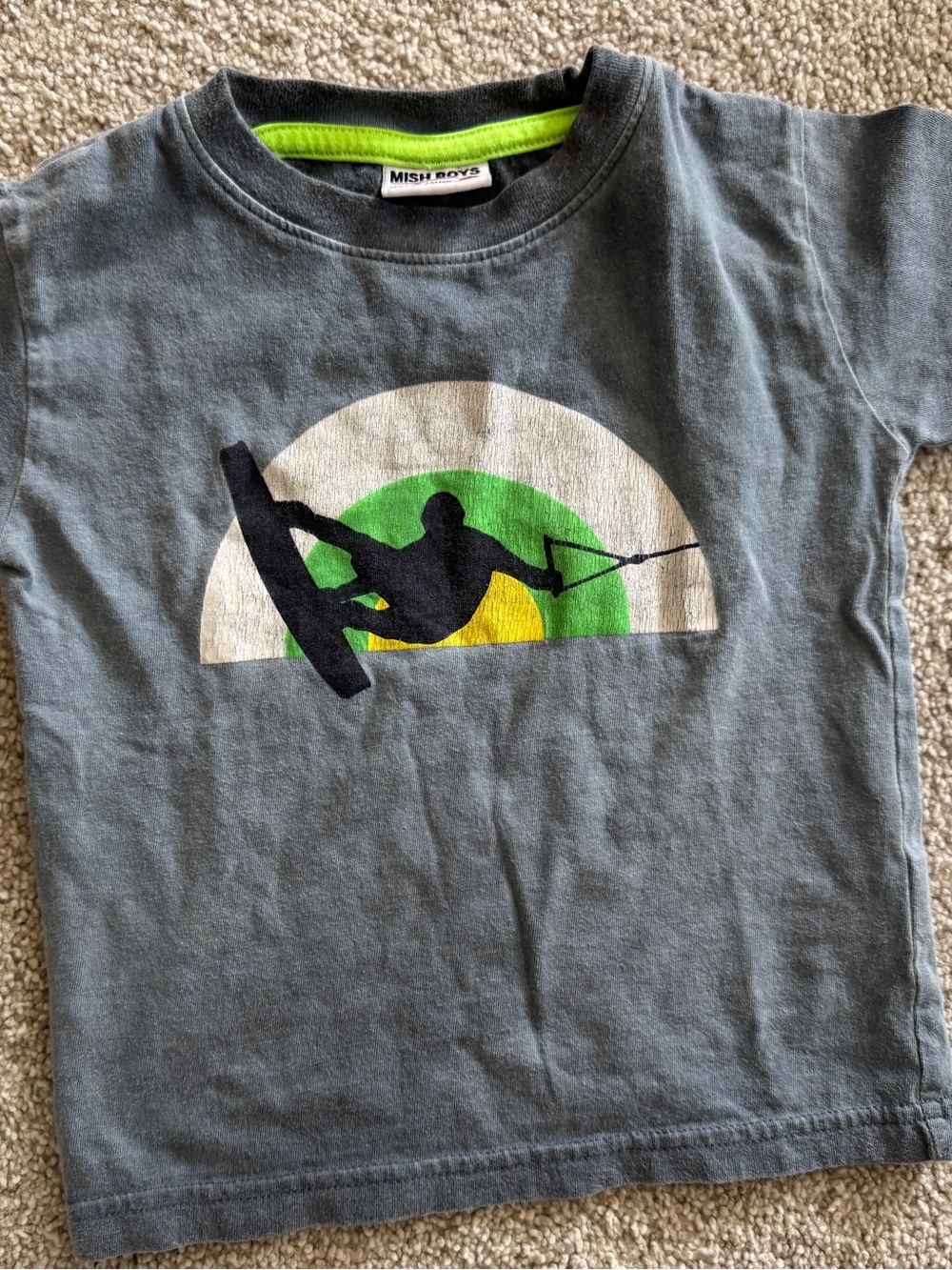 Gray Wakeboard Graphic Tee - Green Accent